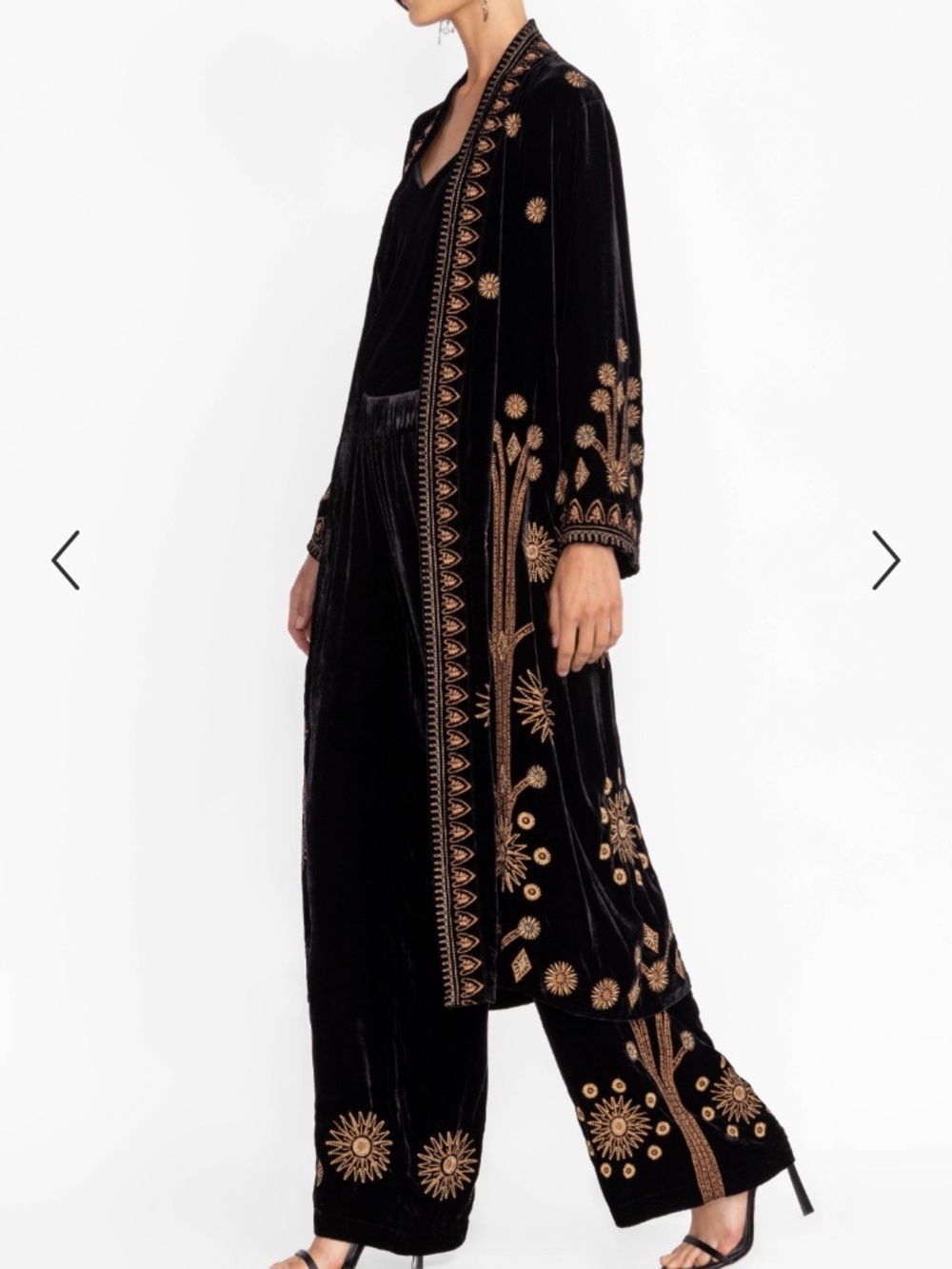 NWT Johnny Was Velvet Kimono Coat - Long Black & Gold Sz 3X $490 SOLD OUT!